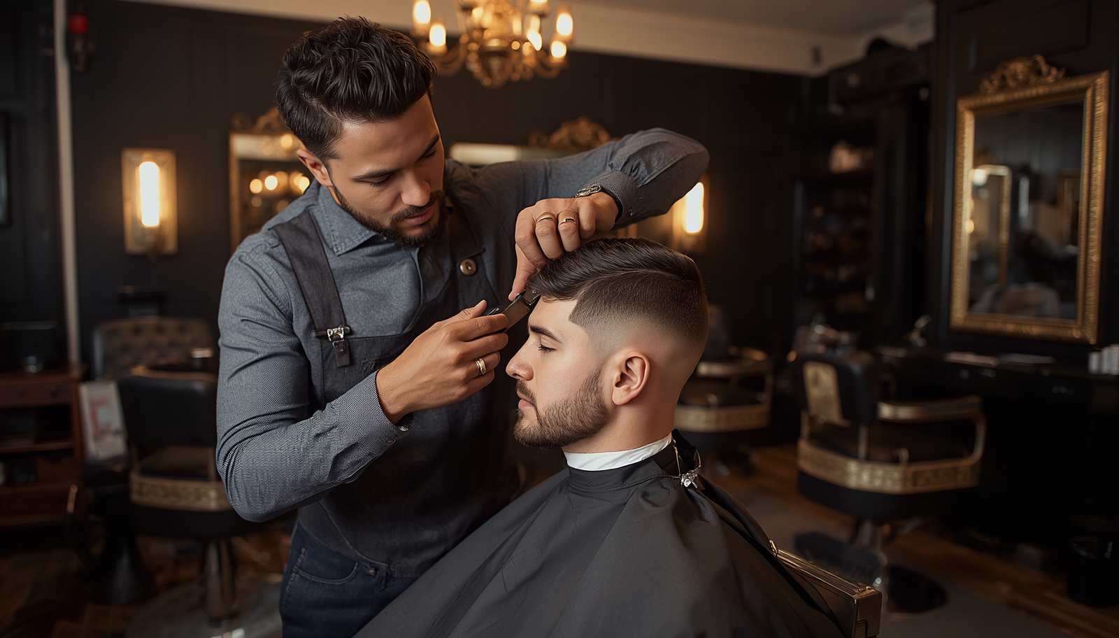 Barbier réalisant une coupe dégradée précise à Cannes — Bien Raser